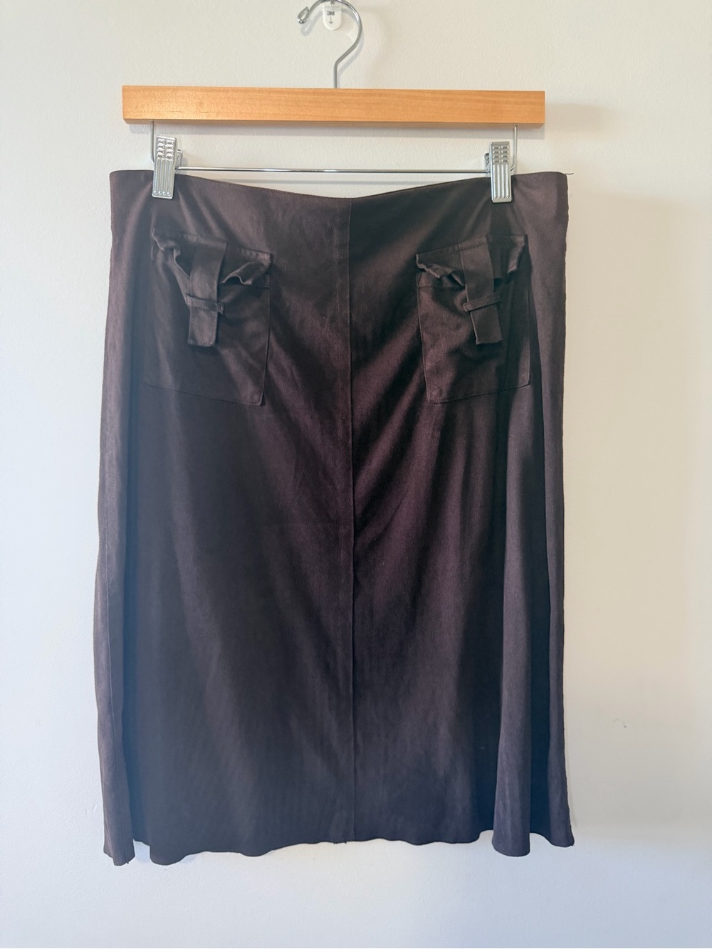 Chocolate Brown Suede Midi Skirt Medium